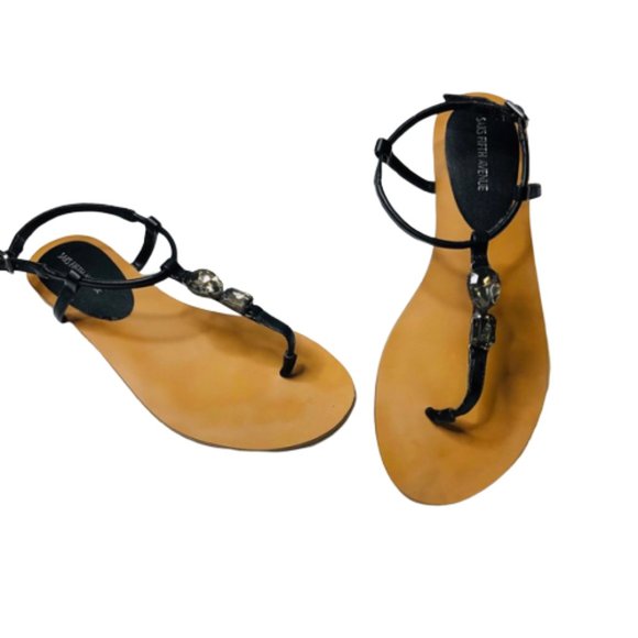 Saks Fifth Avenue Shoes - SAKS FIFTH AVE | Leather T-Strap Jewel Sandals